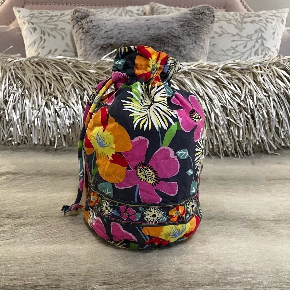 VERA BRADLEY Ba Va Bloom Y2K Ditty Bag Drawstring Plastic Lined Travel Floral - Picture 3 of 12